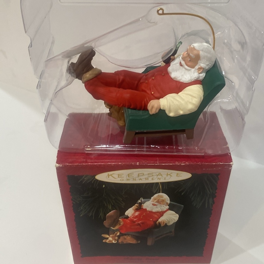 Vintage Keepsake Hallmark Christmas Ornament  “Relaxing Moment“ Coca-Cola Santa